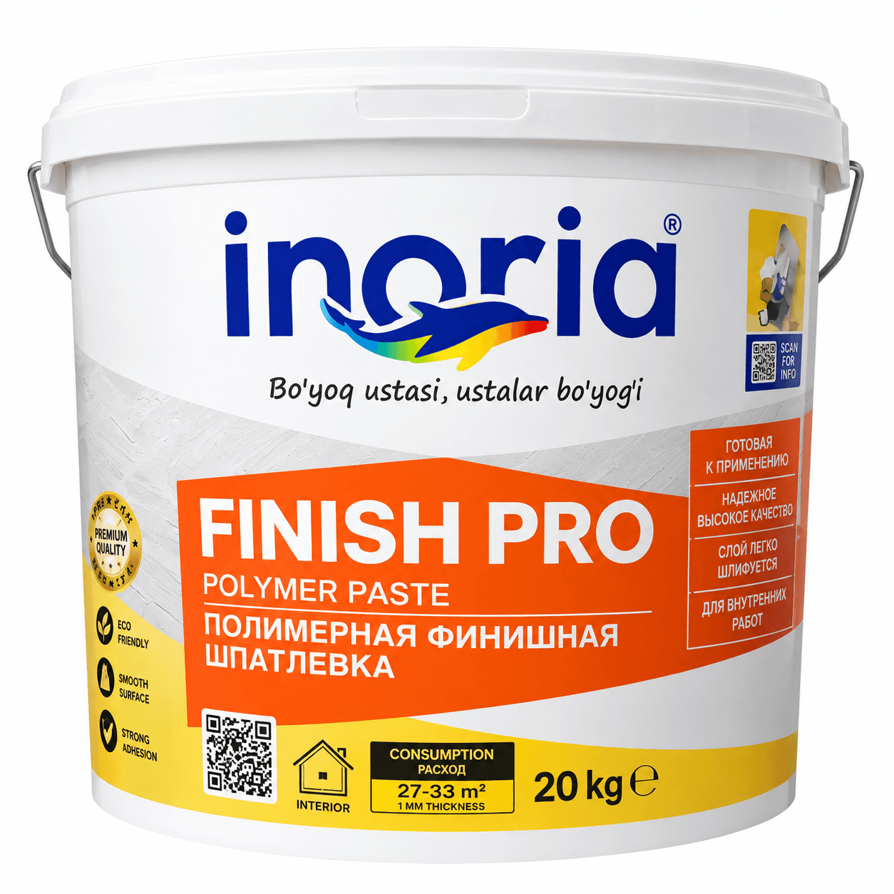 INORIA Finish Pro polimer shpaklyovka, 20 kg